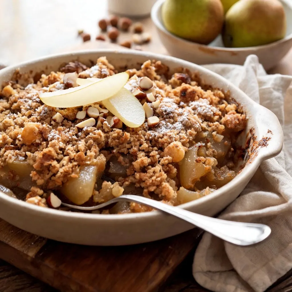 Crumble poires-noisettes